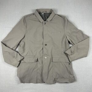 QOR Jacket Mens XL Gray Nylon Stretch Travel Blazer‎ Coat Lightweight Casual